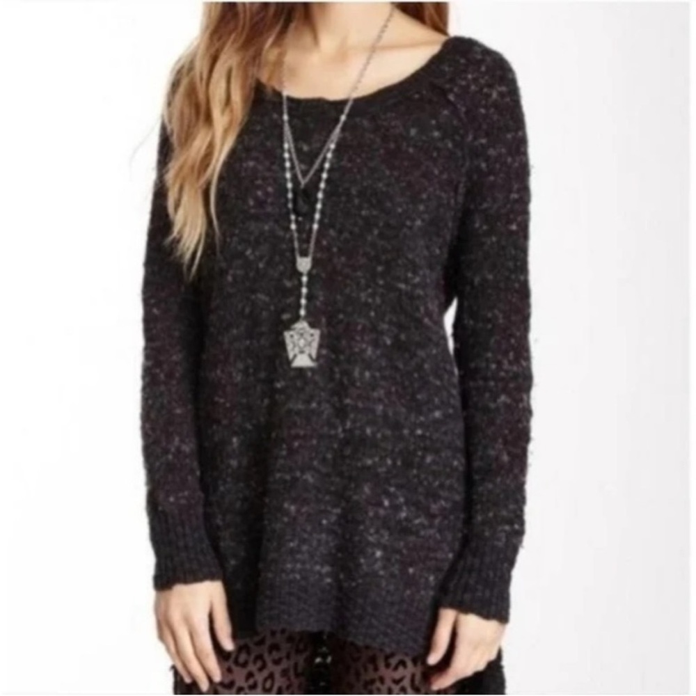 Free People Honeycomb Mix Jeepster Black Pullover Sweater Womens XS